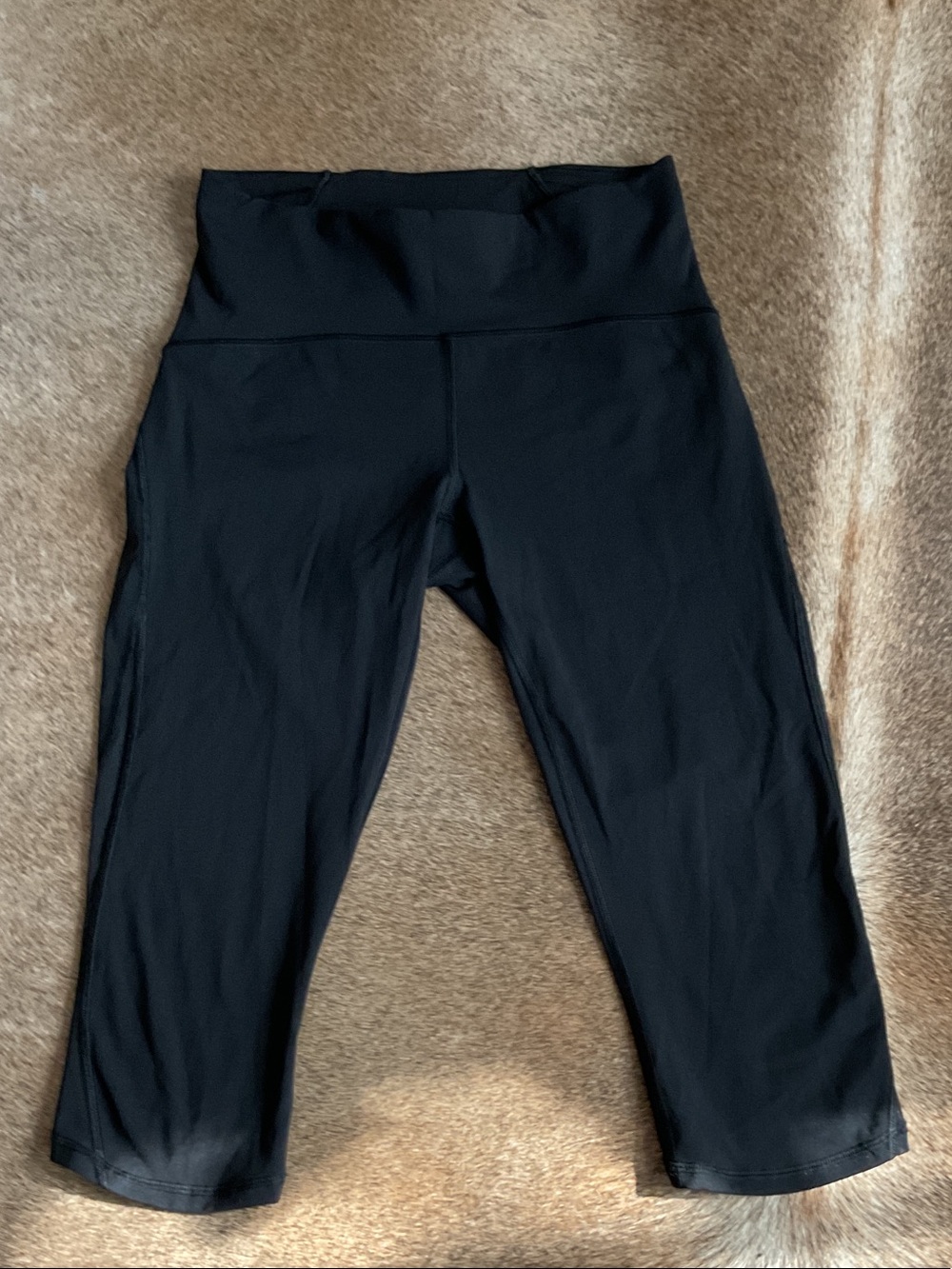 lululemon athletica Black High-Rise Capri Leggings with mesh detailing